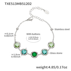 Faceted Round Glass Stone Necklace, Bracelet & Earrings