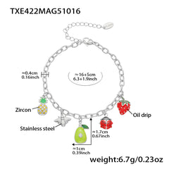 18K Gold-Plated Fruit and Travel Charm Jewelry