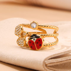 Cubic Zirconia Ladybug, Strawberry or Snake Ring