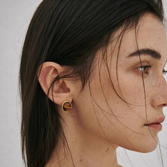 Camille Tiger-Eye Oval Stud Earrings
