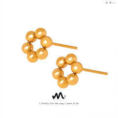 Polished Bead Flower Stud Earrings