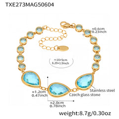 Gold-Tone Teardrop Glass Link Bracelet