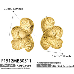 Textured Leaf Statement Stud Earrings