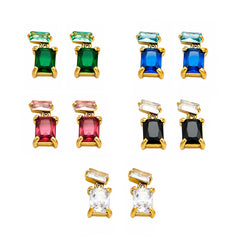 Faceted Rectangle Glass Drop Earrings