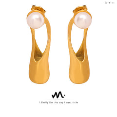 Freshwater Pearl Sculptural Long Stud Earrings