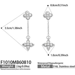 Clover Cubic Zirconia Chain Drop Earrings
