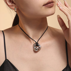 Gold-Tone Organic Pendant Cord Necklace