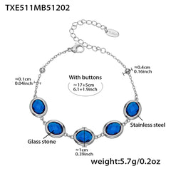 Faceted Oval Glass Stone Necklace, Bracelet & Earrings