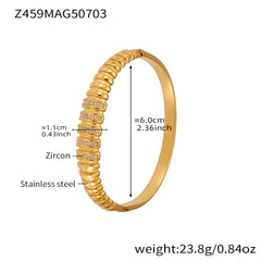 18K Gold-Plated Geometric Cubic Zirconia Bangles