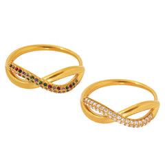 Cubic Zirconia Crossed Open Ring