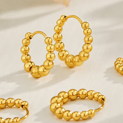Gold-Tone Beaded Huggie Hoop Earrings