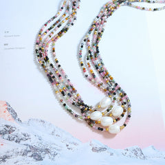Tourmaline Bead and Freshwater Pearl Necklace