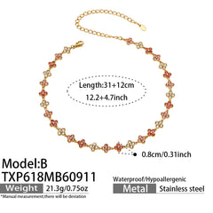 Color Cubic Zirconia Four-Petal Flower Jewelry