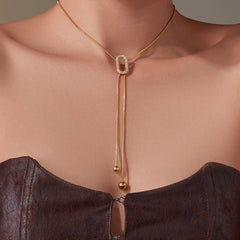 18K Gold-Plated Cubic Zirconia Sliding Lariat Necklace
