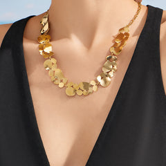 18K Gold-Plated Geometric Floral Collar Necklace