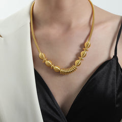 Gold-Tone Sculptural Layered Chain Necklace