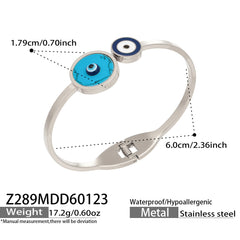 Evil Eye and Natural Stone Open Bangle Collection