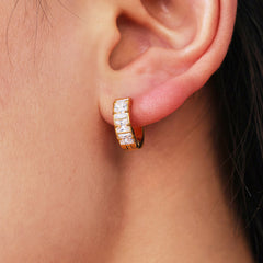 Gold-Tone Cubic Zirconia Huggie Hoop Earrings