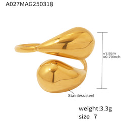 18K Gold-Plated Double Teardrop Open Ring