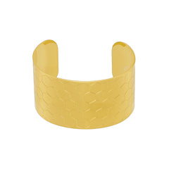 18K Gold-Plated Wide Floral Texture Cuff Bracelets