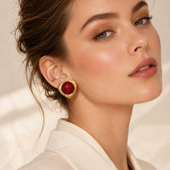 18K Gold-Plated Heart Faux Pearl Stud Earrings