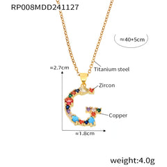Color Cubic Zirconia Initial Pendant Charm