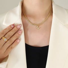 Cubic Zirconia Initial Letter Chain Necklace