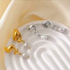 18K Gold-Plated Spiral Freshwater Pearl Earrings