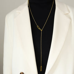 Long Geometric Sliding Lariat Necklace