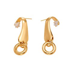 18K Gold-Plated Sculptural Circle Drop Earrings