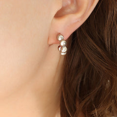 18K Gold-Plated Round Bead Hoop Earrings