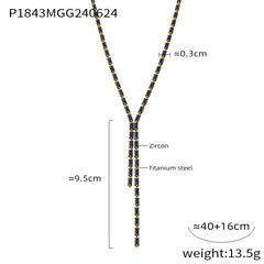Gold-Tone Faceted Stone Y-Shaped Necklace