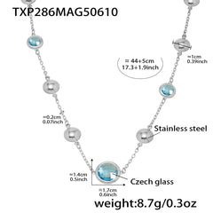 Faceted Glass Round Station Necklace