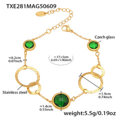 Round Colored Glass Link Bracelet