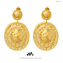 Gold-Tone Textured Round Drop Earrings