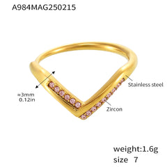 V-Shaped Cubic Zirconia Open Ring