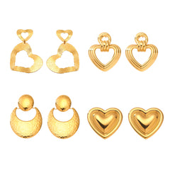 Sculptural Heart or Crescent Drop Earrings
