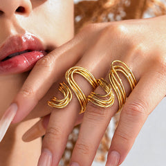 18K Gold-Plated Sculptural Wire Ring
