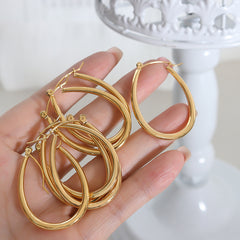 18K Gold-Plated Oval Hoop Earrings