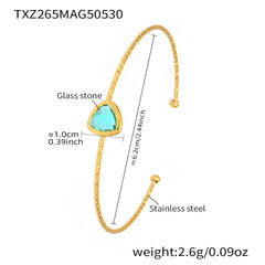 Colored Glass Accent Open Cuff Bracelet