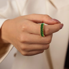 Colored Cubic Zirconia Geometric Open Ring