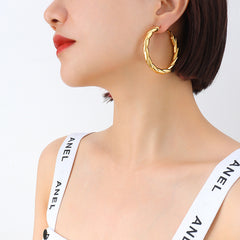 18K Gold-Plated Twisted Hoop Earrings
