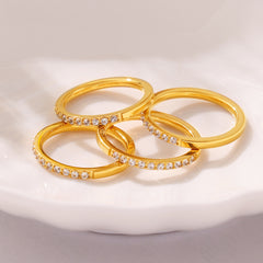 18K Gold-Plated Slim Cubic Zirconia Band Ring