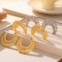 18K Gold-Plated Textured Crescent Earrings