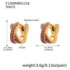 18K Gold-Plated X-Design Cubic Zirconia Hoop Earrings