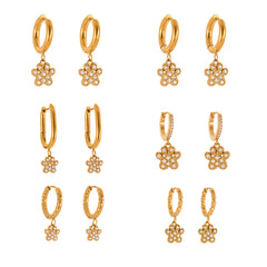 Cubic Zirconia Paw Charm Hoop Earrings