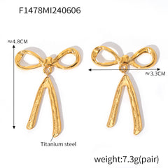 Bow & Ribbon Stainless Steel Drop Earrings