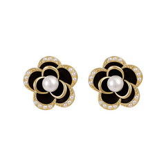 Nicolette Vintage-Inspired Pearl Camellia Stud Earrings