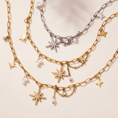 18K Gold-Plated Starburst Fringe Necklace