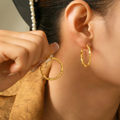 18K Gold-Plated Openwork C-Hoop Earrings